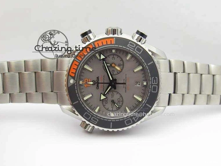 1223 Planet Ocean Master Chronometer Chrono SS OM 1:1 Best Edition Gray Dial On SS Bracelet A Reliable 8180